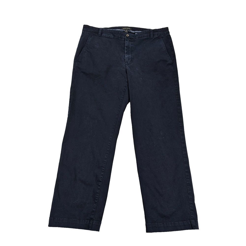 Banana Republic Chino Pants 14‎ Skinny Leg Flat Front Navy Blue Stretch Women's